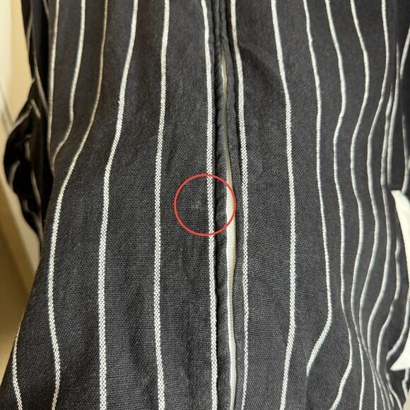 Vintage Raw Blue Full Zip Linen Blend Pin Striped Sport Varsity Jacket Mens 3XL - Picture 7 of 11